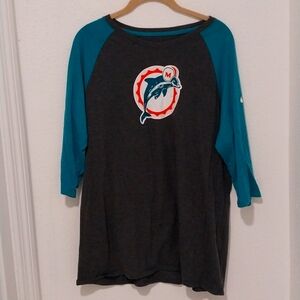 Women's Nike  Miami Dolphins  Throwback Logo Tri-Blend 3/4-Sleeve XXL